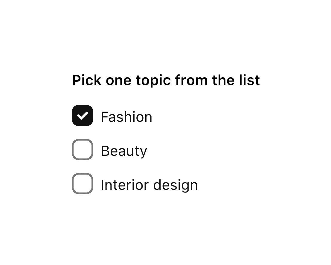 Example of incorrect single-select use