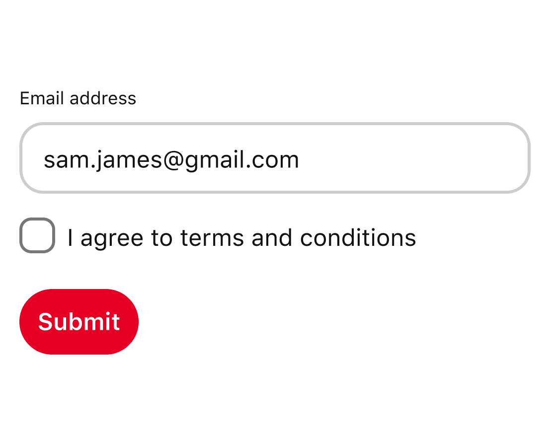 Example of correct single checkbox use