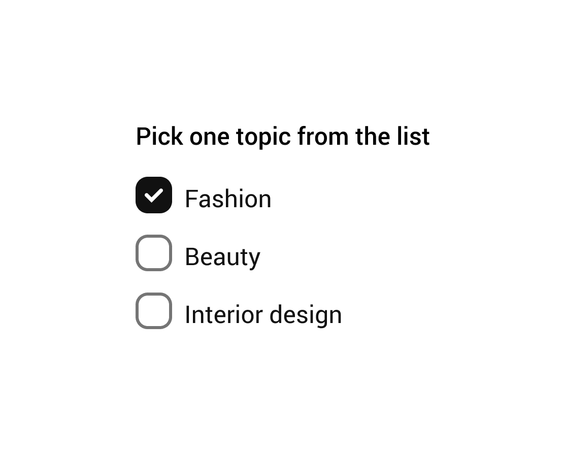 Example of incorrect single-select use